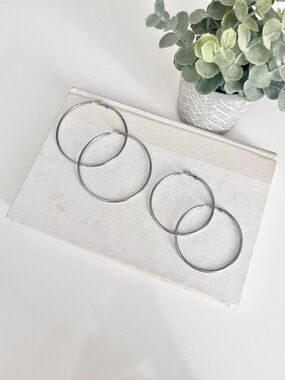 Large Silver Hoop Earrings, Minimalist Jewelry